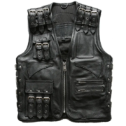 Gothic Punk Tactical Buckle Leather Vest Black
