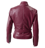 Women’s Genuine Leather Jacket Dark Red Purple - Image 3
