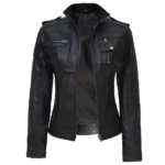 Women’s Genuine Leather Jacket Zipper Black