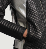 Women’s Genuine Leather Jacket Black & Grey - Image 5