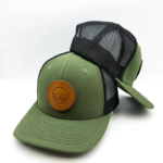 Leather Patch Caps – Custom Logo, Unisex Fit, black and green